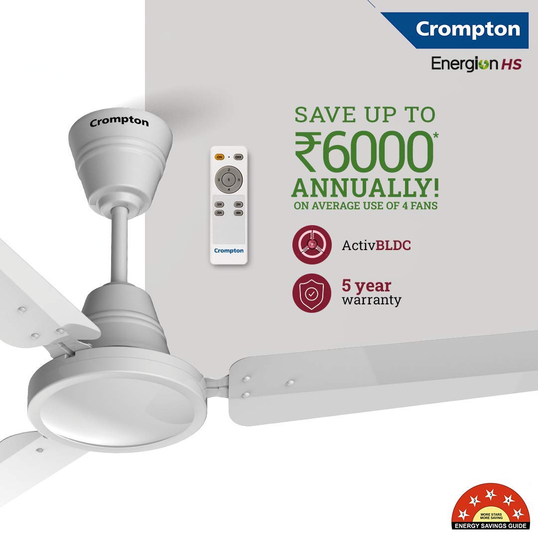 Crompton Ceiling BLDC Fan With Remote 1200 mm 5 Star - Energion HS