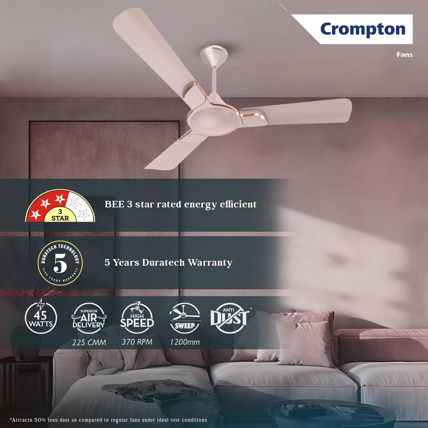 Crompton Ceiling Fan PM Avancer Swirl 48 3S 3 Star 1200mm