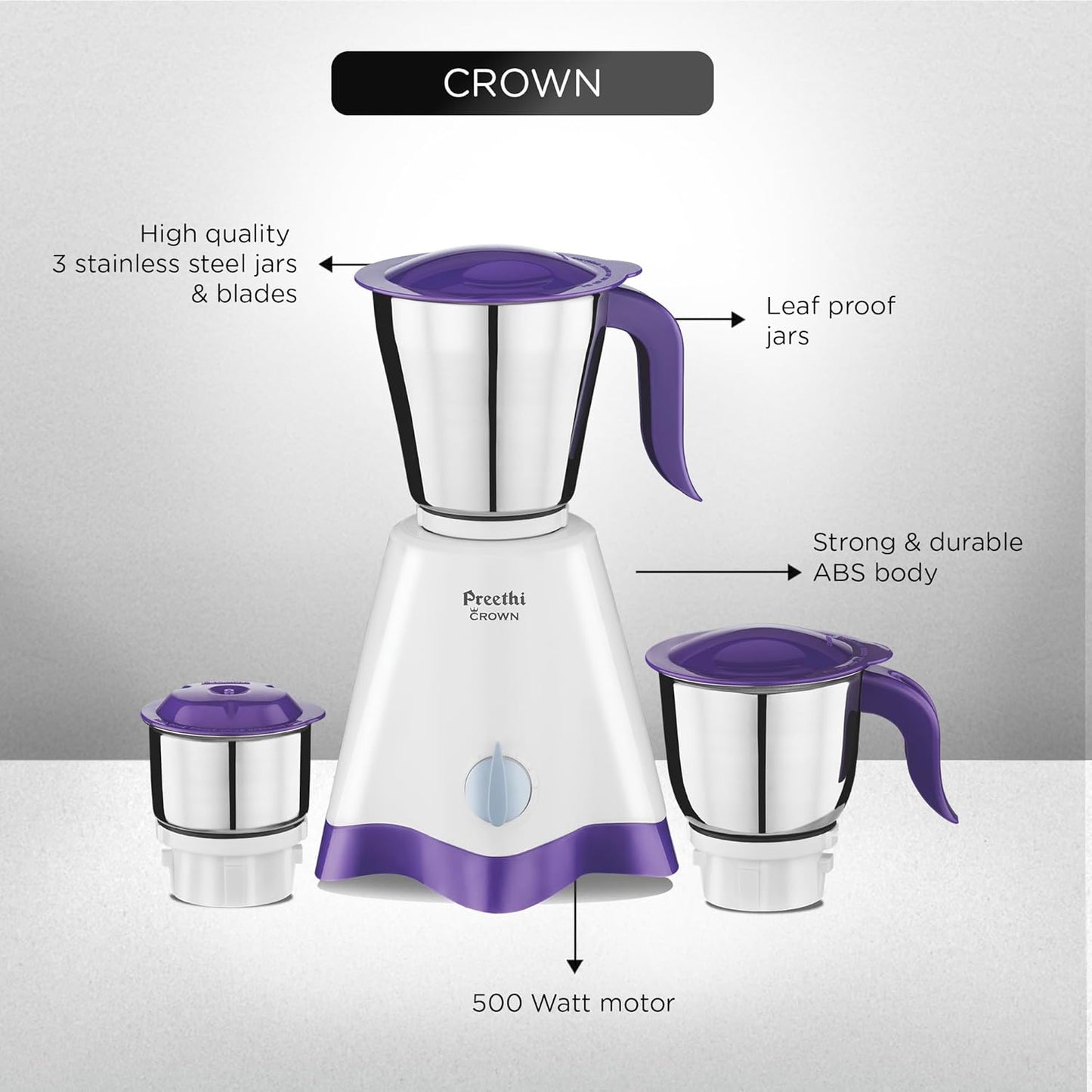 Preethi Mixie Crown 500w 3 Jar