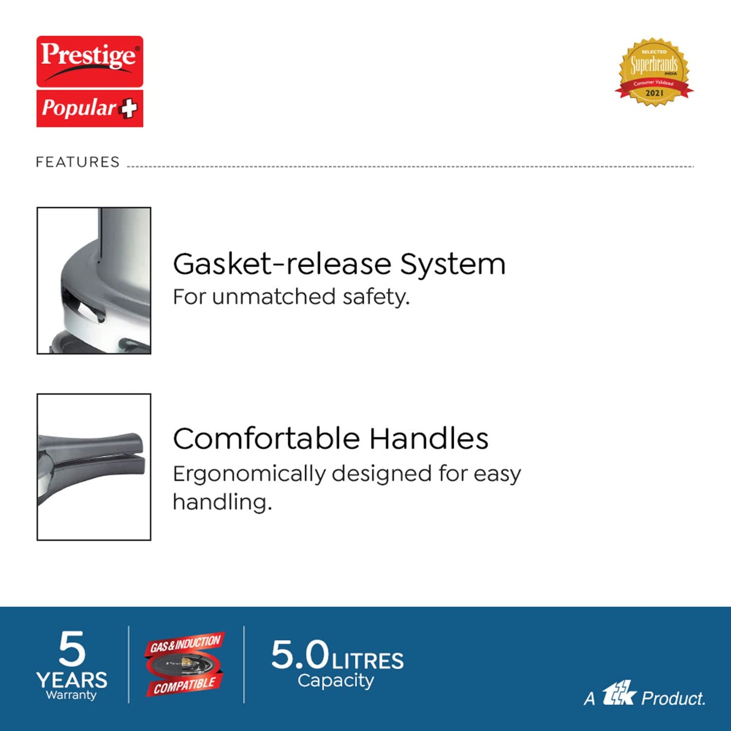 Prestige Cooker Aluminium Popular Plus 5 Ltr