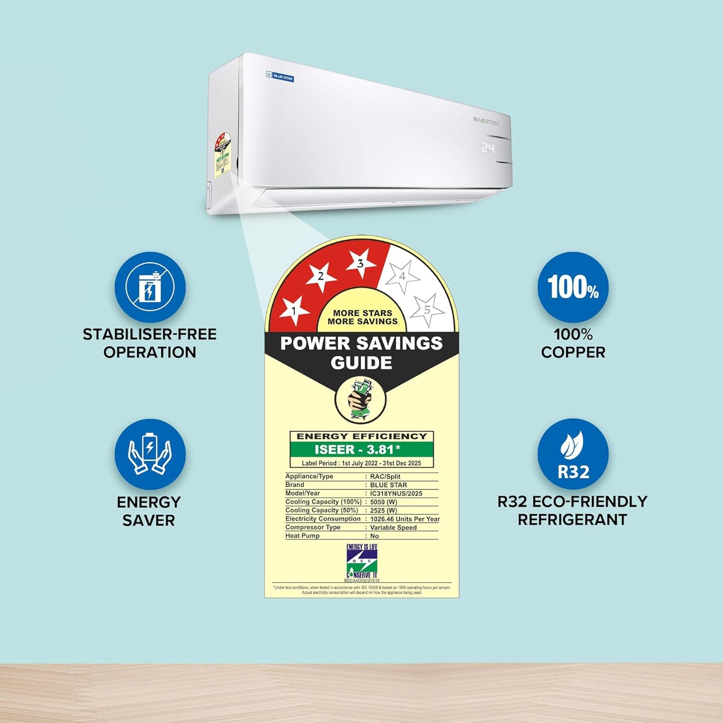 BLUESTAR INVERTER AC 1.5 TR 3 STAR-IC318TKU