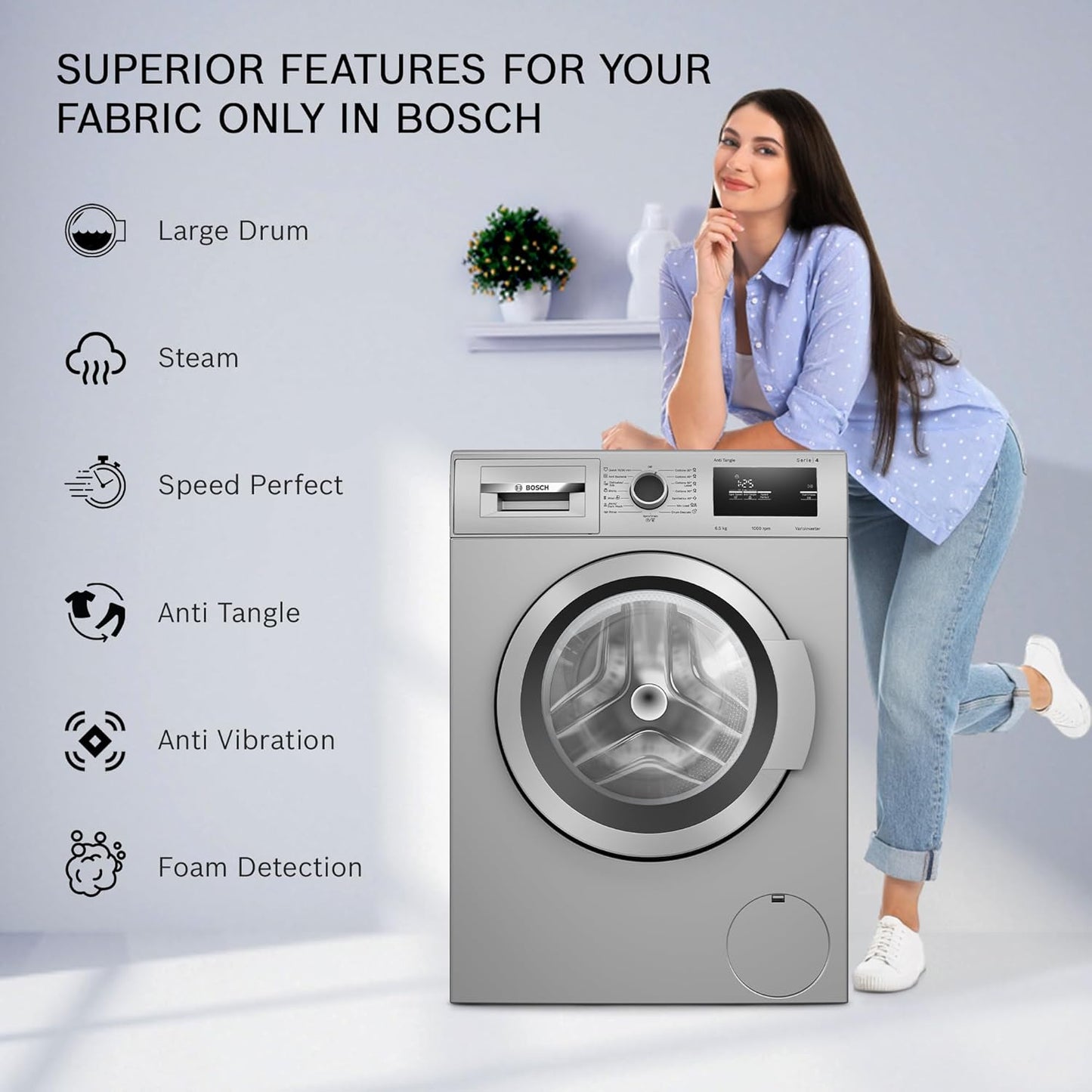 BOSCH Washing Machine FL 6.5KG SILVER- WAJ20065IN