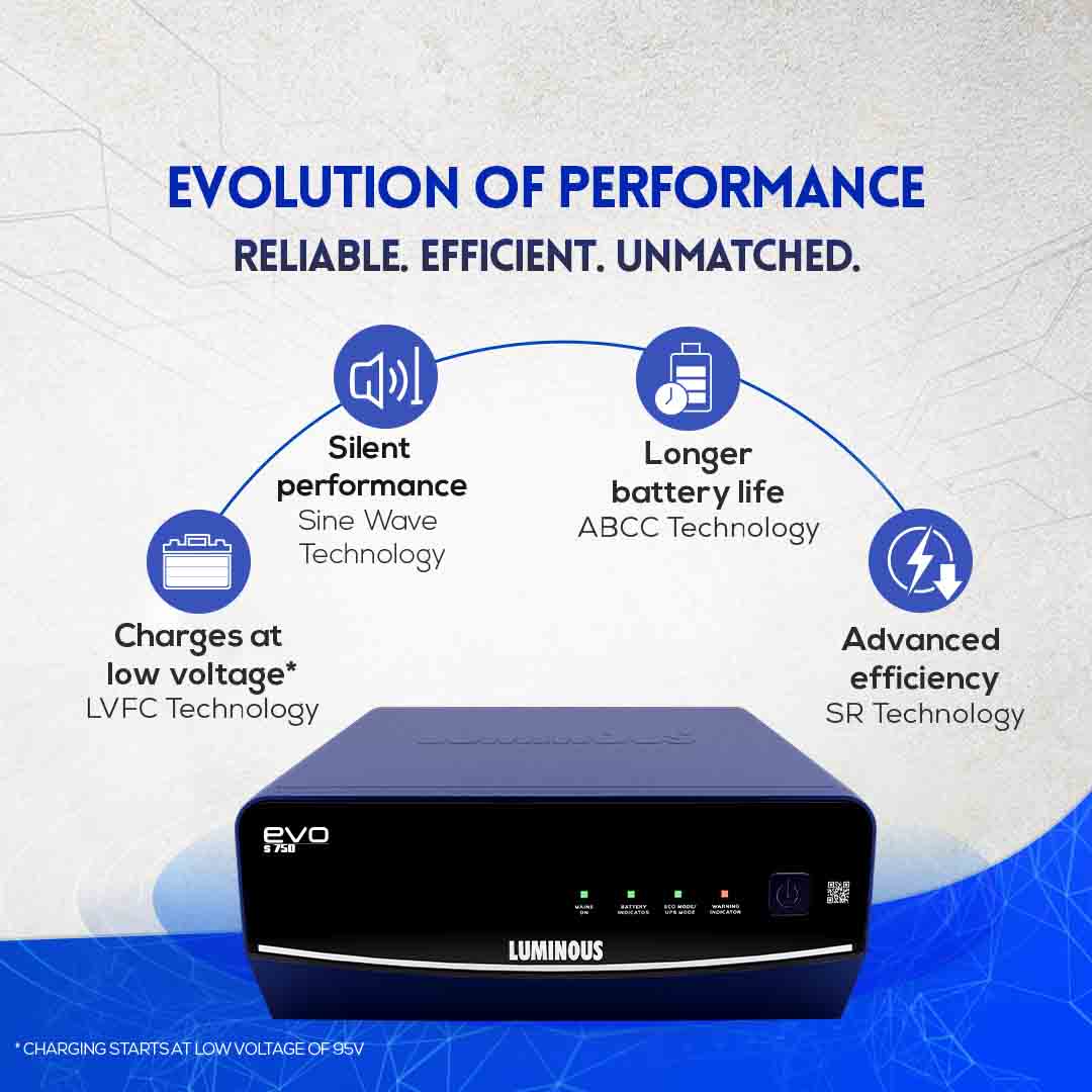 Luminous Ups Inverter Evo S 750 and 100AH Battery