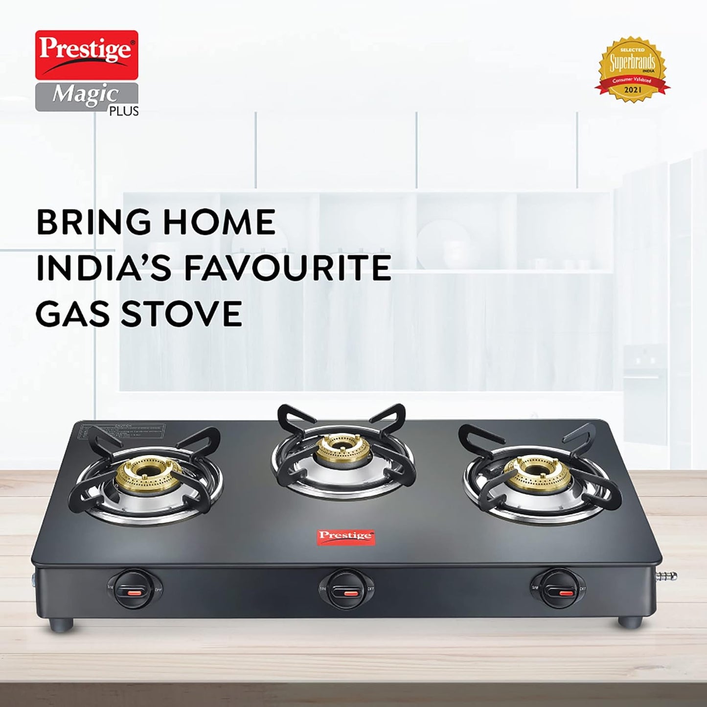 Prestige Gas Stove Magic Plus Glass Top 3B 40397