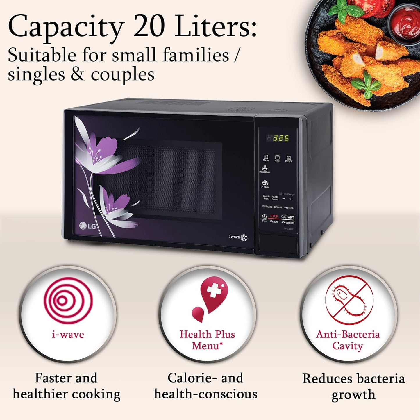 LG Microwave Oven 20 Ltr With Grill -MH2044DB