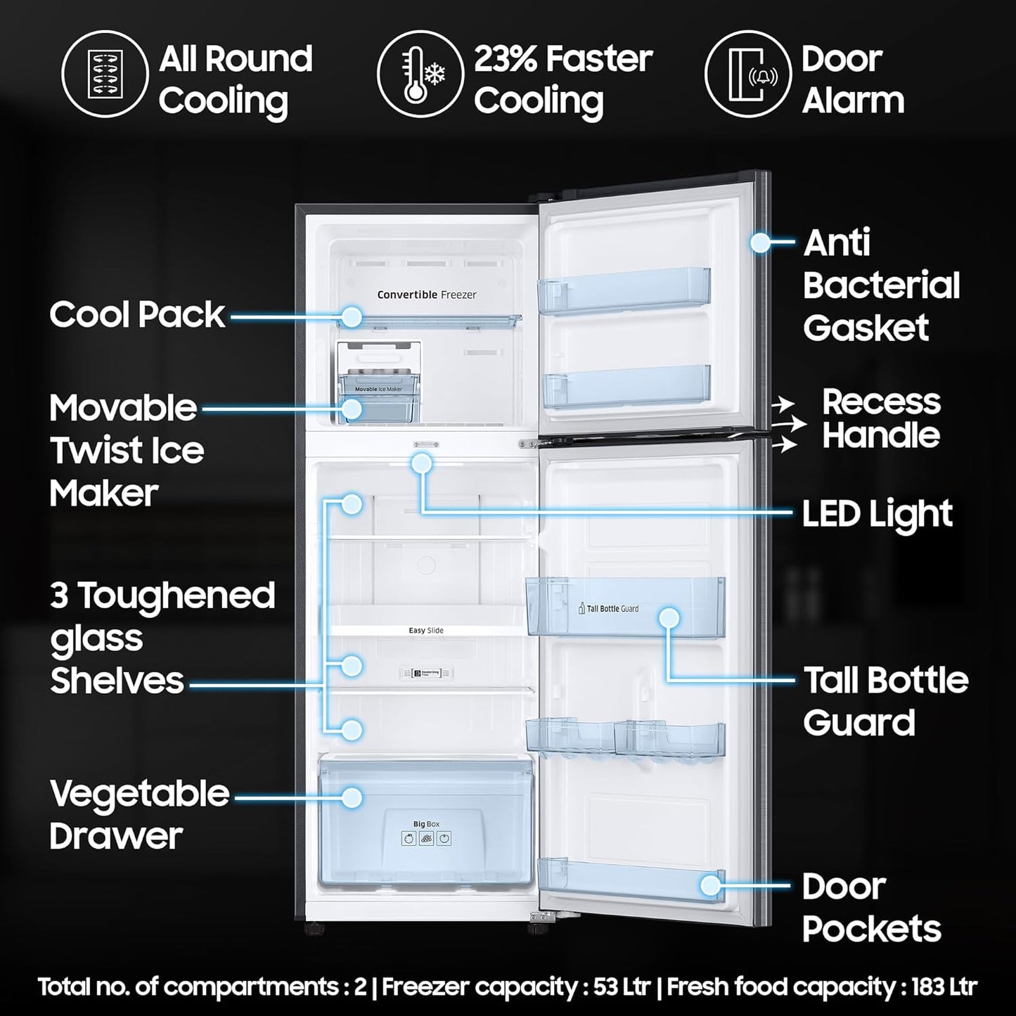 Samsung Fridge FF 236 Ltr - RT28C3021GS/HL