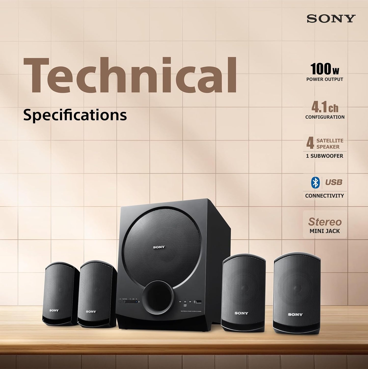 Sony Home Theater 4.1 Ch 100w- SA-D40M2
